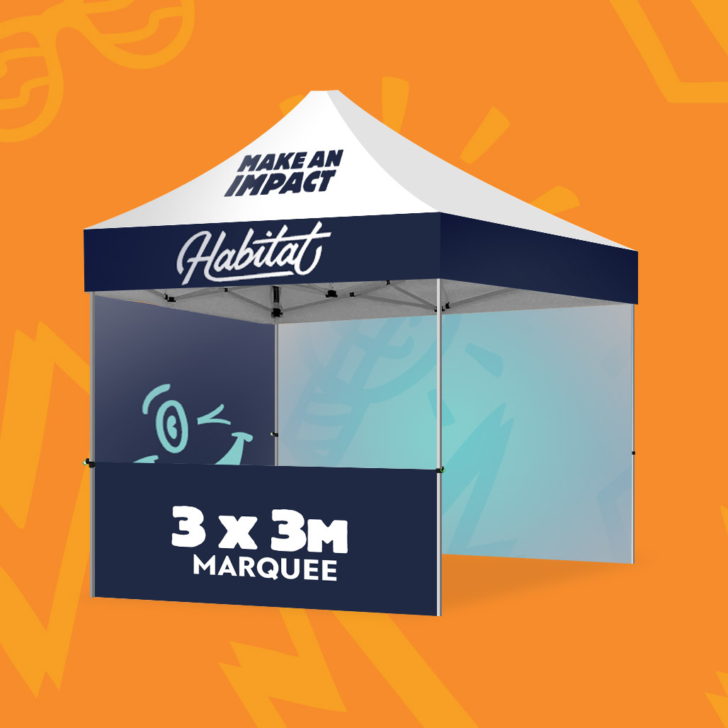 30mm Sq Steel Marquee Frame with Custom Printed Canopy